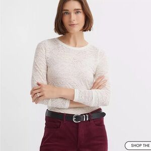 LOFT Cream Lace Long Sleeve Top